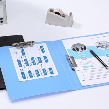 齐心（COMIX）单只A4双强力夹文件夹金属压力夹加厚诗朗诵签约夹板试卷资料夹合同票据收纳办公学习用品EA3002蓝 商品图1