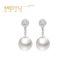 金18K海水珍珠耳钉 11.5-12mm白，0.51ct 34粒 106441