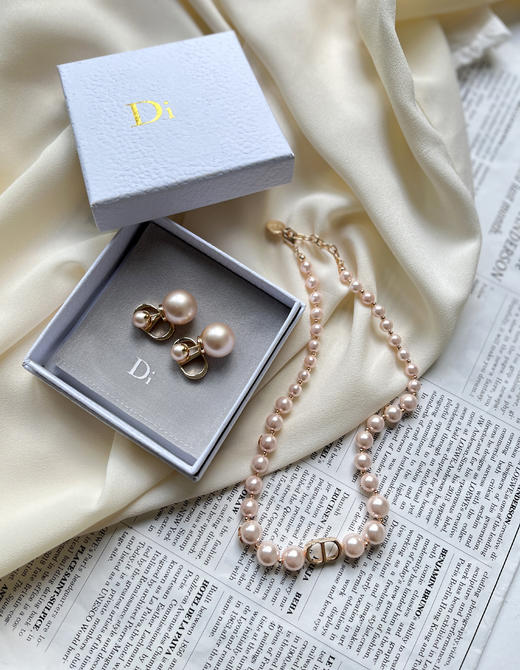 THS 8.12-无 D家 饰品 玫瑰金色CD粉色珍珠 项链 耳环 CU1091 商品图2