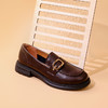 Safiya/索菲娅 2023秋季复古饰扣一脚蹬英伦软底粗跟小皮鞋乐福鞋 SF33112006 商品缩略图6