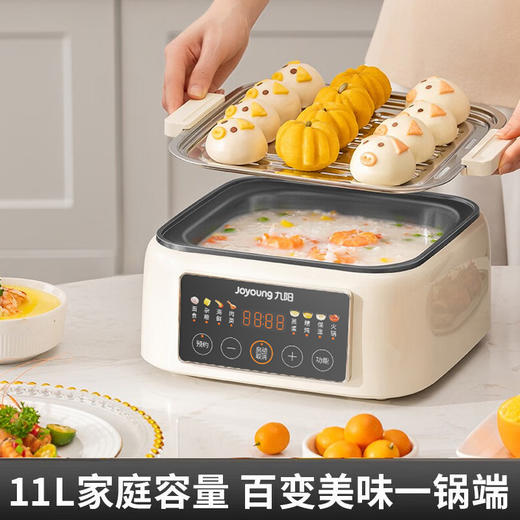 Joyoung/九阳电蒸锅上蒸下煮11L双层容量配1.6L炖盅多用蒸炖锅家用电热锅 商品图5