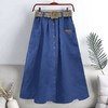 雀说100%水洗棉松紧高腰半身裙大口袋韩版配腰带时尚显瘦中长款a字裙AL 商品缩略图2
