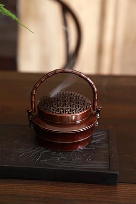 万字纹紫铜手提炉