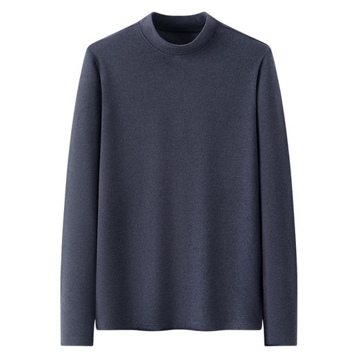 半身缘男装 秋季慵懒风半高领加绒长袖加厚针织衫打底衫6608 商品图11