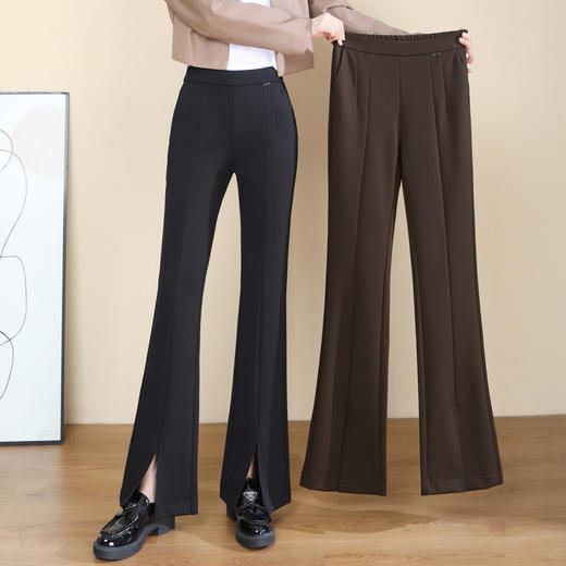 开叉黑色喇叭裤，女高腰A春秋新款显瘦垂感休闲西装裤微喇裤子KQN-812971 商品图2