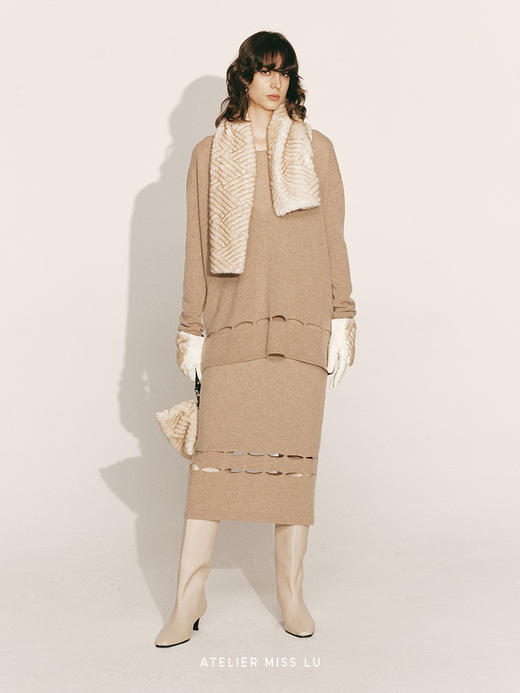 【丝绒蛋卷】短绒压纹环保皮草围巾23ZB08B 商品图1