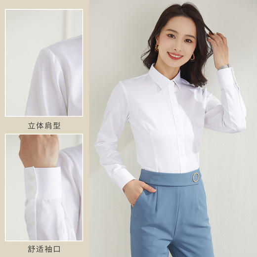 【100棉】罗蒙女式长袖衬衫舒适棉柔亲肤透气四季百搭休闲商务衬衣 商品图4