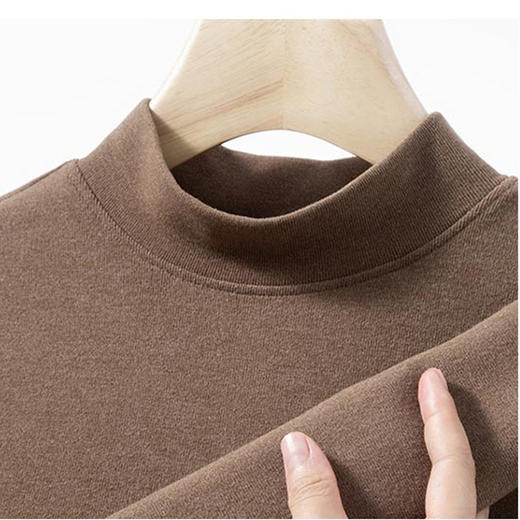 半身缘男装 秋季慵懒风半高领加绒长袖加厚针织衫打底衫6608 商品图8