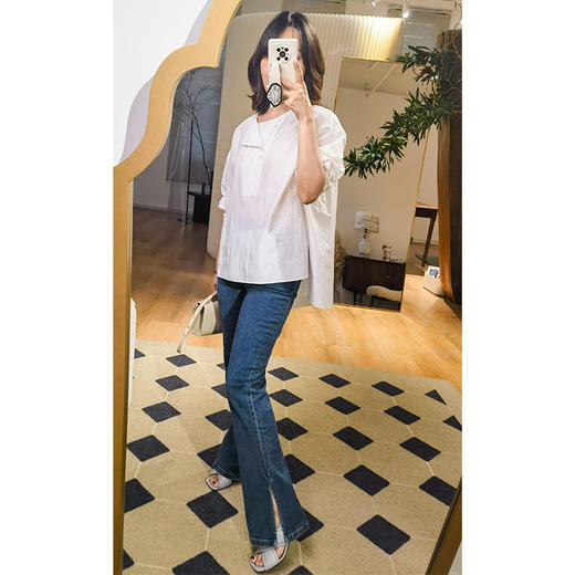 【活动商品，不退不换】【可可推荐】巴黎博主私服  修腿神技 复古微喇侧开衩天丝棉牛仔裤 一秒施展PS神技  瘦腿、直腿、长腿一步到位 商品图1