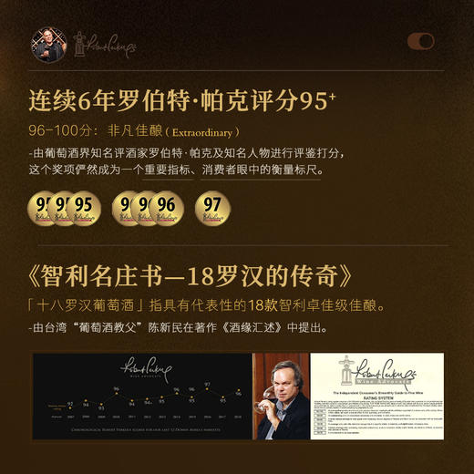 【连续6年帕克评分95+】佩络赤霞珠干红葡萄酒 麦坡谷产区 14.9%vol 商品图1