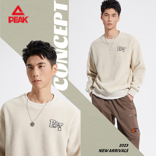 匹克2023秋季新款时尚生活圆领羊羔绒卫衣DF633570 商品图1