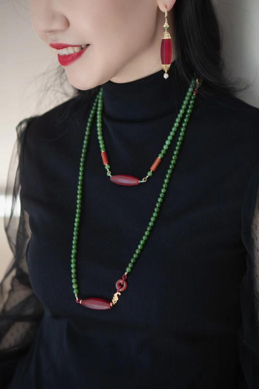 【照耀】红琉璃桶珠耳坠   CB12210053 商品图9