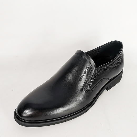 豪行秋款11374136真皮商务正装休闲皮鞋一脚蹬黑低跟舒适工作鞋男 商品图1