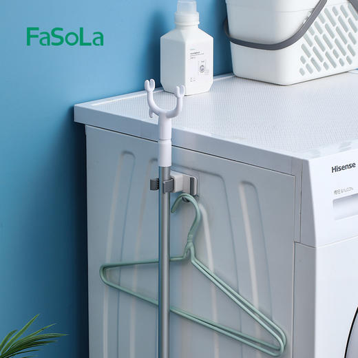 FaSoLa 拖把壁挂夹扫把挂钩固定架拖布免打孔卫生间多功能置物架神器 商品图3
