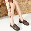 Safiya/索菲娅 2023秋季复古饰扣一脚蹬英伦软底粗跟小皮鞋乐福鞋 SF33112006 商品缩略图8