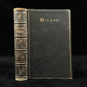 约19世纪后期 弥尔顿诗集 6幅手工贴图 漆布精装32开