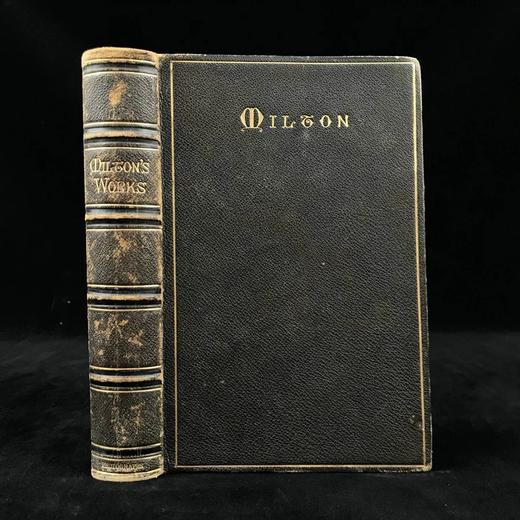 约19世纪后期 弥尔顿诗集 6幅手工贴图 漆布精装32开 商品图0