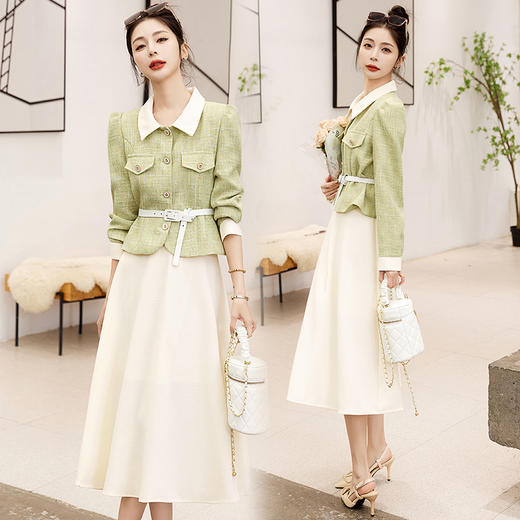春装新款，小香风法式小西装+半身裙两件套套装HR-AQHUI23015 商品图6