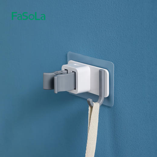 FaSoLa 拖把壁挂夹扫把挂钩固定架拖布免打孔卫生间多功能置物架神器 商品图11