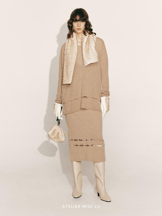 【丝绒蛋卷】短绒压纹环保皮草围巾23ZB08B 商品图2