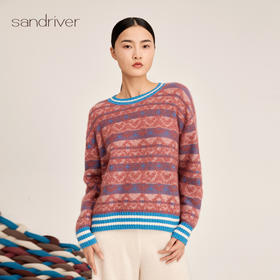 羊绒桑蚕丝提花长袖圆领套衫SJF95W499K