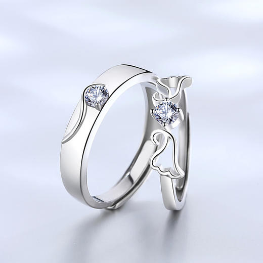 Winy925纯银爱的羽翼戒指送女友闺蜜节日生日礼物 商品图0