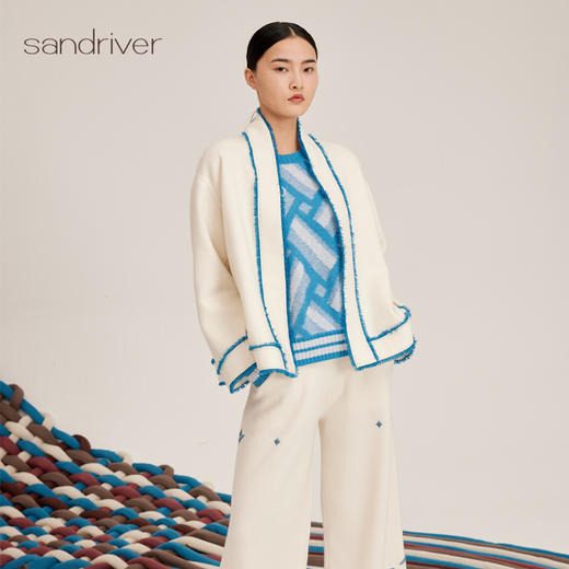 羊绒桑蚕丝提花圆领女套衫SJF94W165A 商品图3