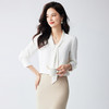 【系带领口】罗蒙女式长袖衬衫时尚优雅简约百搭气质V领通勤女衬衫 商品缩略图4