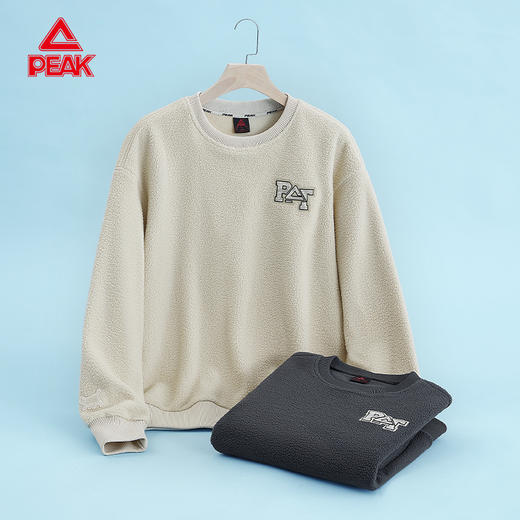 匹克2023秋季新款时尚生活圆领羊羔绒卫衣DF633570 商品图6