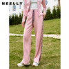 NEELLY纳俪商场同款卫裤女阔腿裤2023秋新款粉色直筒运动风休闲裤N23084H24421 商品缩略图0