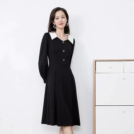 诗梦黑色撞色连衣裙 商品图0