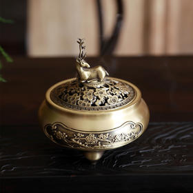 福禄双全(梅鹿)°铜香炉