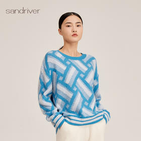 羊绒桑蚕丝提花圆领女套衫SJF94W165A