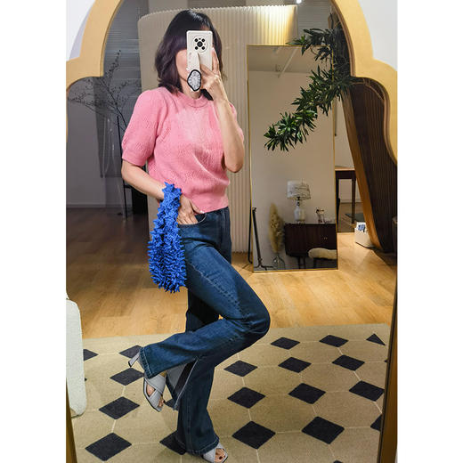 【活动商品，不退不换】【可可推荐】巴黎博主私服  修腿神技 复古微喇侧开衩天丝棉牛仔裤 一秒施展PS神技  瘦腿、直腿、长腿一步到位 商品图4