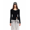 NUTH长袖针织衫女修身不对称简约百搭开衫上衣 商品缩略图0