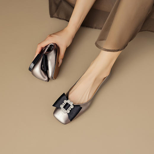 真皮方头蝴蝶结，复古休闲平底鞋OFSM-OF6786 商品图8