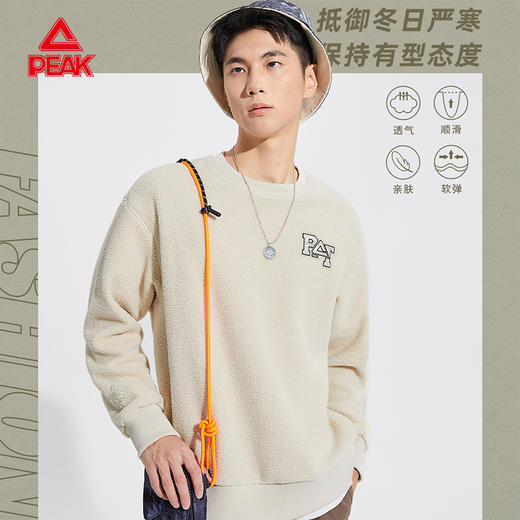 匹克2023秋季新款时尚生活圆领羊羔绒卫衣DF633570 商品图3