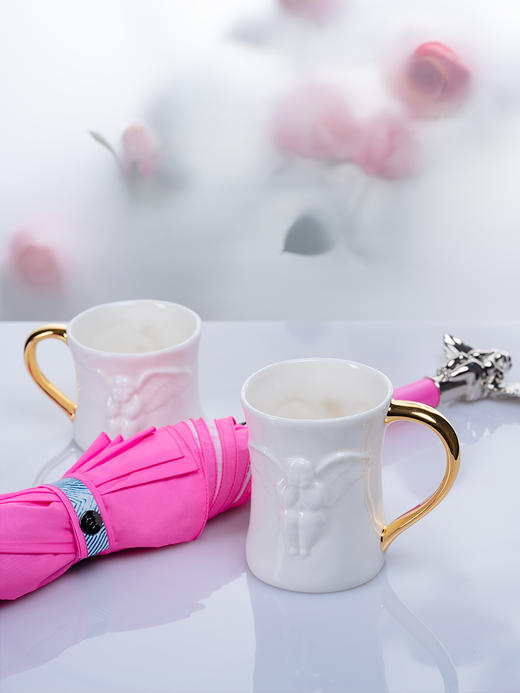 稀奇艺术《不伞情侣套装》可爱装饰桌面摆件骨瓷杯礼盒 商品图0