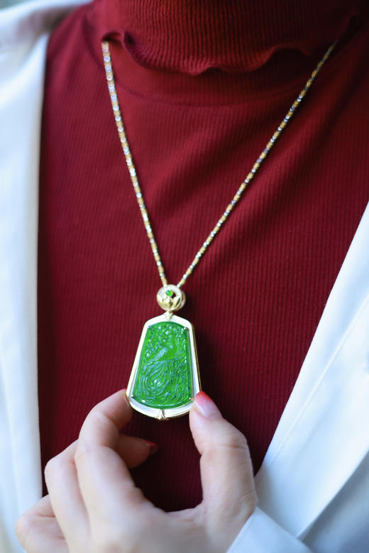 【凤仪九天】绿翠双面挂坠-GZ12206075W 商品图6