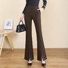 开叉黑色喇叭裤，女高腰A春秋新款显瘦垂感休闲西装裤微喇裤子KQN-812971 商品缩略图0