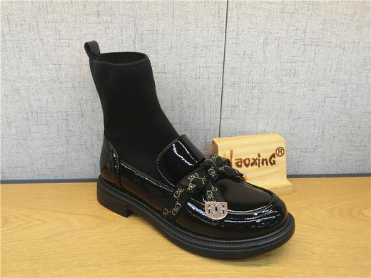 豪行秋冬季新款女单靴21301226专柜正品真皮时尚英伦低跟女鞋 商品图0