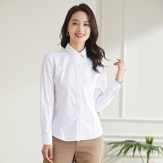【60长绒棉】罗蒙女式长袖衬衫四季百搭商务休闲基础纯色亲肤衬衣女 商品图7