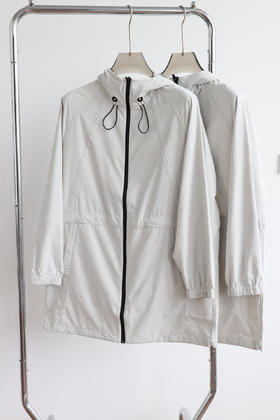 断码特清 出口元单 J.J 灰白色 中长款连帽风衣外套 WT603