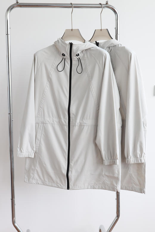 断码特清 出口元单 J.J 灰白色 中长款连帽风衣外套 WT603 商品图0