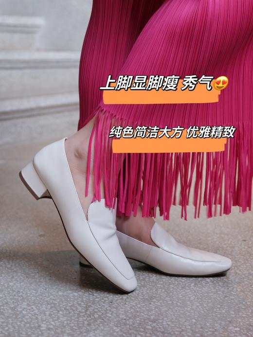 花花团【醉篙端3cm跟高一脚蹬乐福鞋】DA牌工厂定制！chao薄细腻头层胎牛皮鞋面，轻盈舒适透气贴合脚背；里垫牛皮眞皮透气耐磨舒适柔软；鞋楦上脚显秀气显瘦，一年四季百搭时髦优雅舒适显气质深口鞋(现货） 商品图4