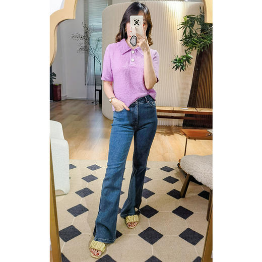 【活动商品，不退不换】【可可推荐】巴黎博主私服  修腿神技 复古微喇侧开衩天丝棉牛仔裤 一秒施展PS神技  瘦腿、直腿、长腿一步到位 商品图5