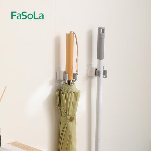 FaSoLa 拖把壁挂夹扫把挂钩固定架拖布免打孔卫生间多功能置物架神器 商品图8