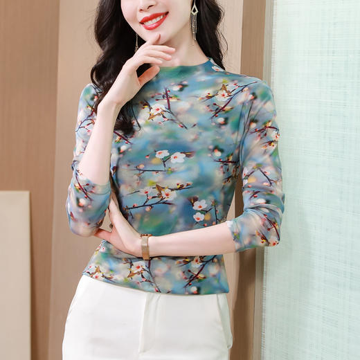 KQL 520N9919-1时尚长袖T恤遮肉显瘦舒适透气洋气上衣 商品图2