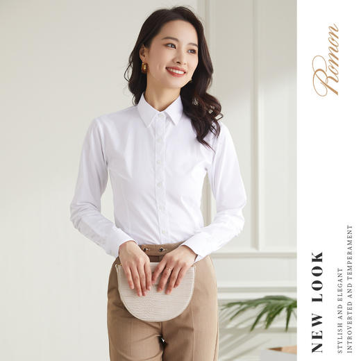 【60长绒棉】罗蒙女式长袖衬衫四季百搭商务休闲基础纯色亲肤衬衣女 商品图2