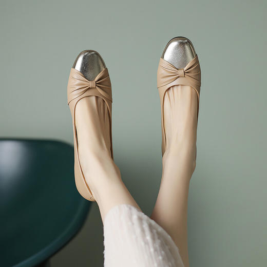 法式复古拼色交叉带，浅口单鞋圆头单鞋HCY-3626 商品图3